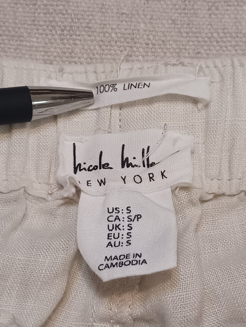 Nicole Miller Linen Cropped Cargo Drawstring Pants Women's Size Small - Picture 2 of 7